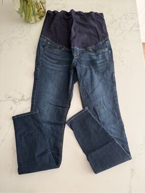 H&M Navy Panel Skinny Maternity Jeans with Blue Denim